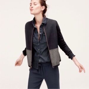 J.‎ Crew Merino Wool Colorblock Neutral Full Zip Jacket Size M